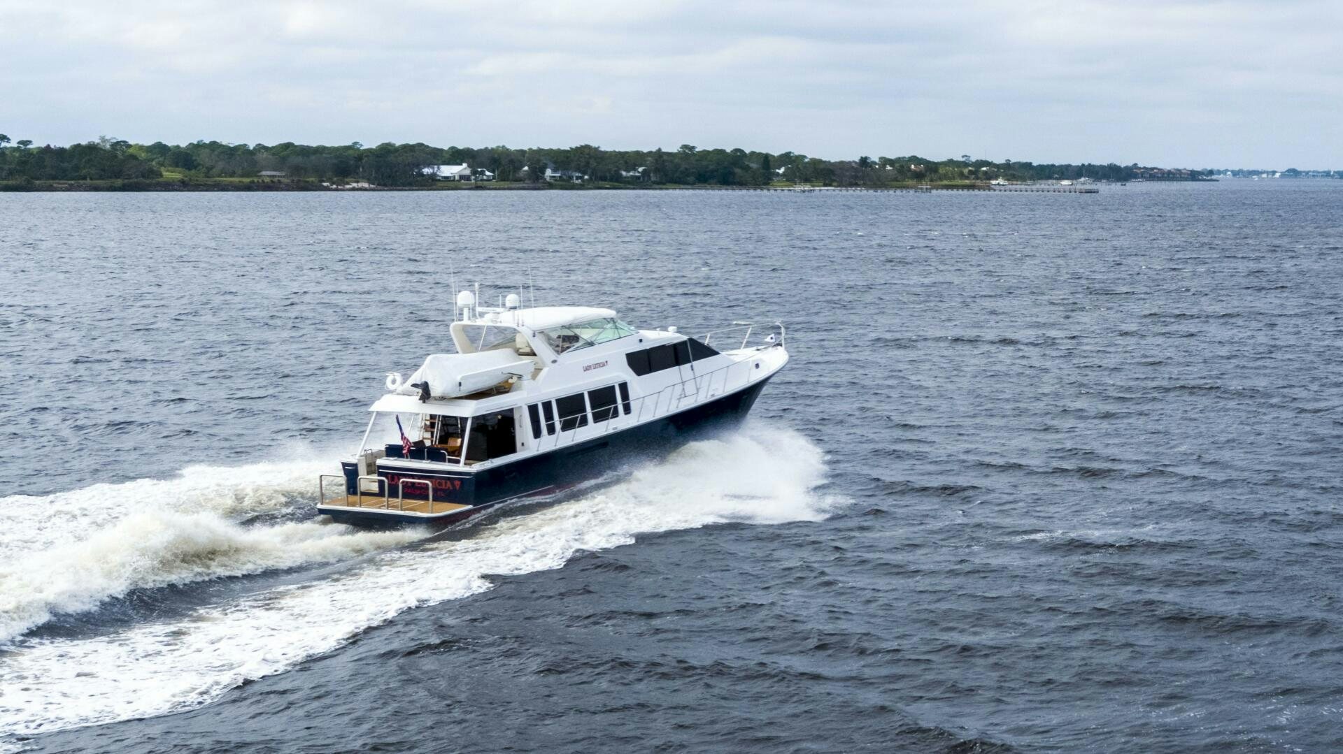 a boat on the water aboard LADY LETICIA V Yacht for Sale