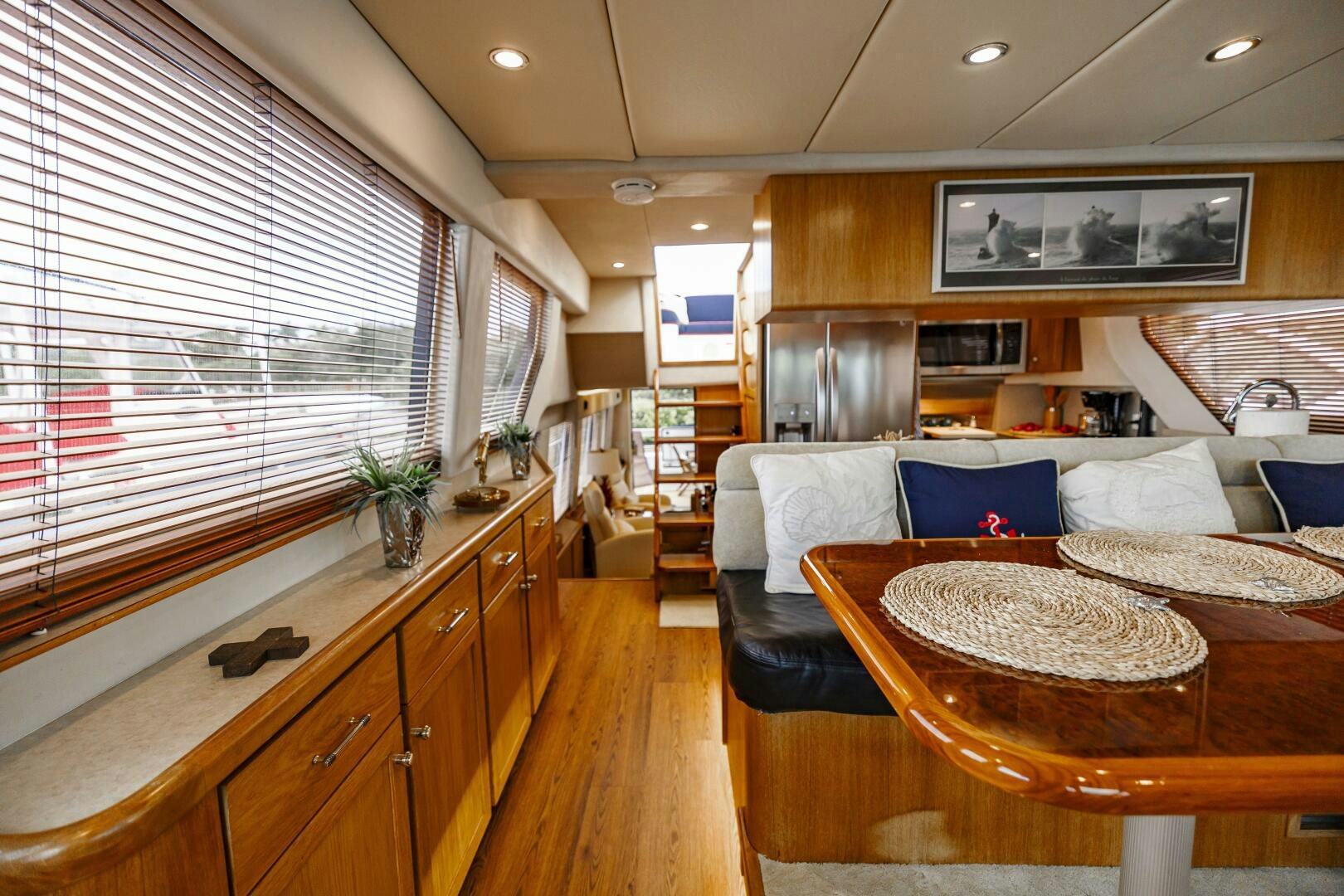 a kitchen and living room aboard LADY LETICIA V Yacht for Sale
