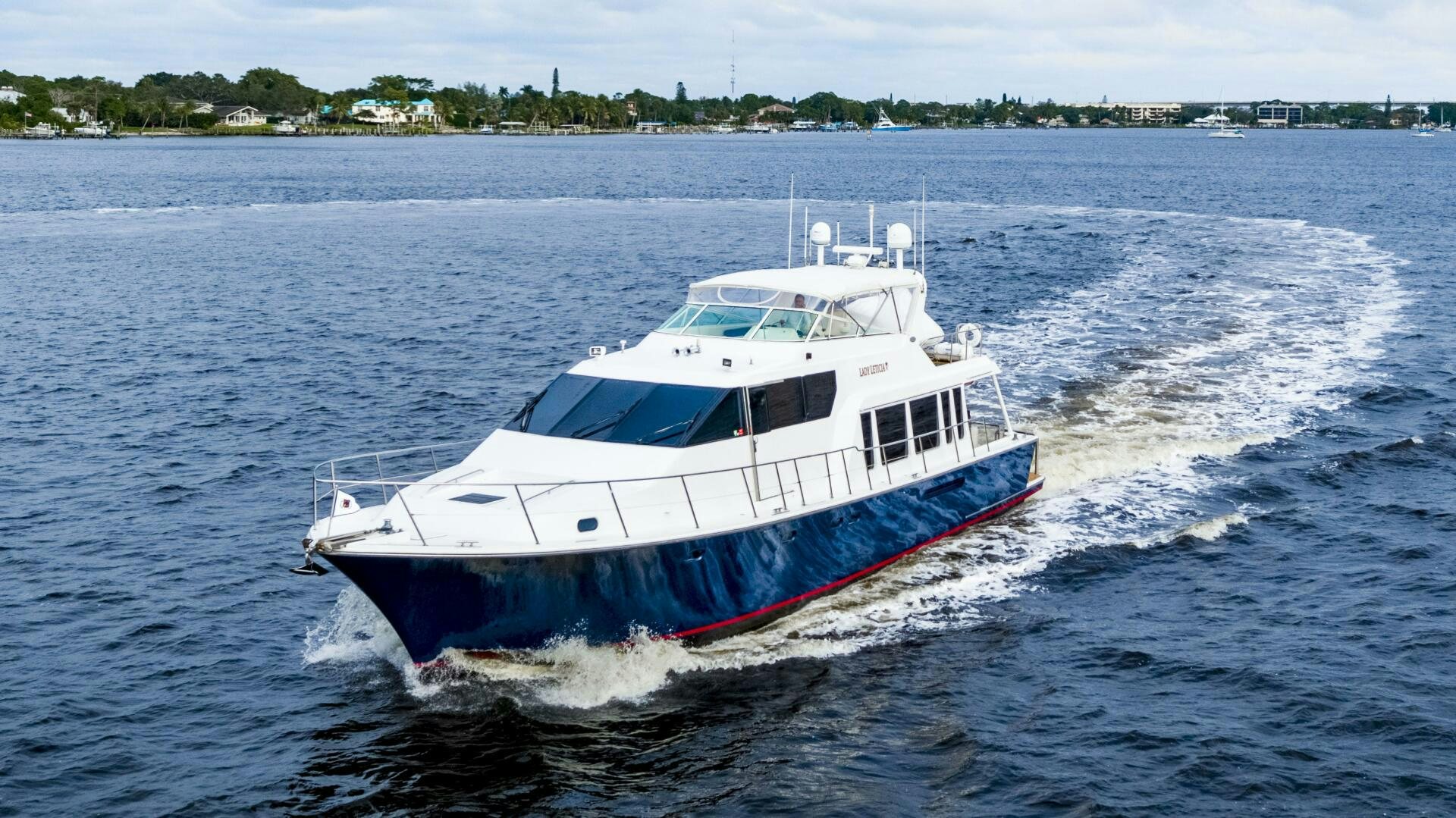 a boat on the water aboard LADY LETICIA V Yacht for Sale