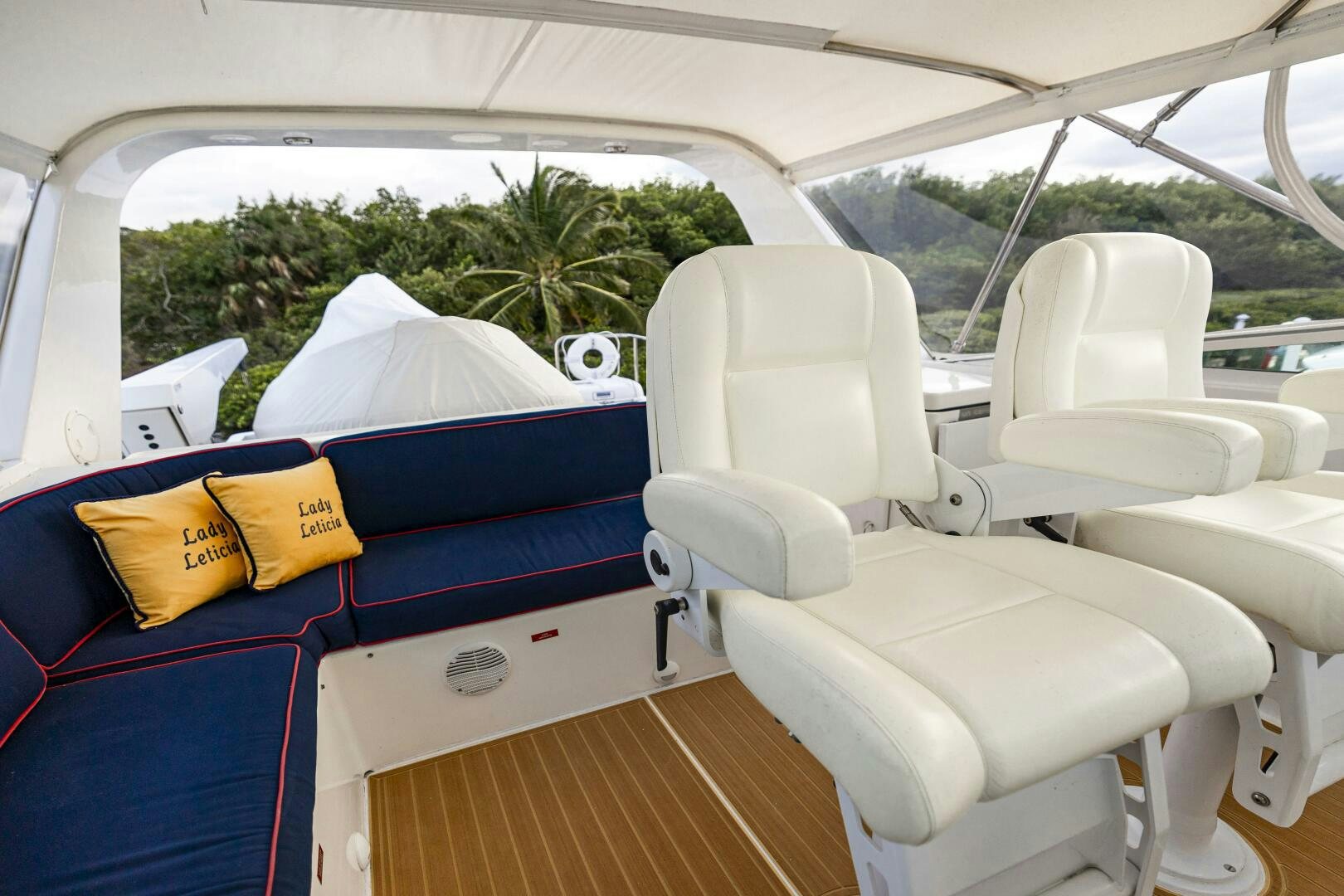 inside of a car aboard LADY LETICIA V Yacht for Sale