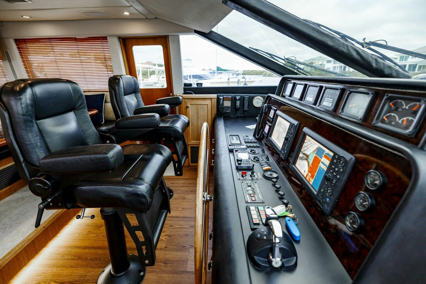 a control panel in a vehicle aboard LADY LETICIA V Yacht for Sale
