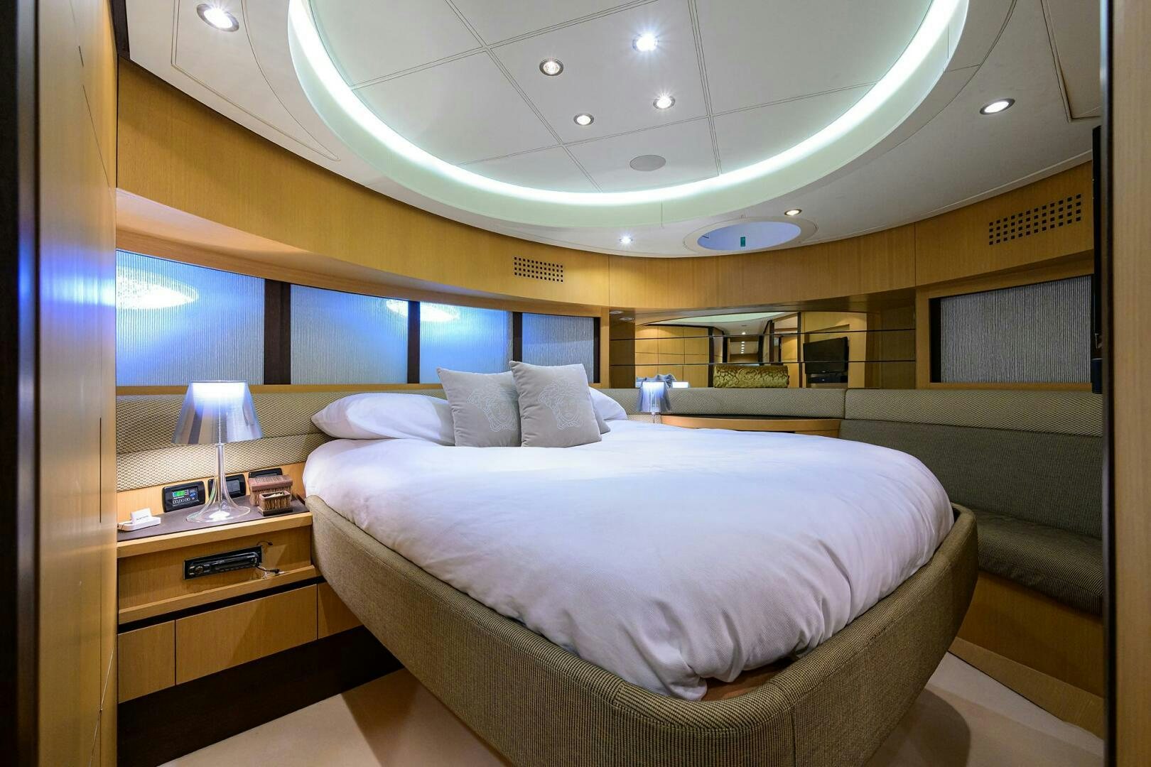 a room with a bed and a window aboard MIURA Yacht for Sale