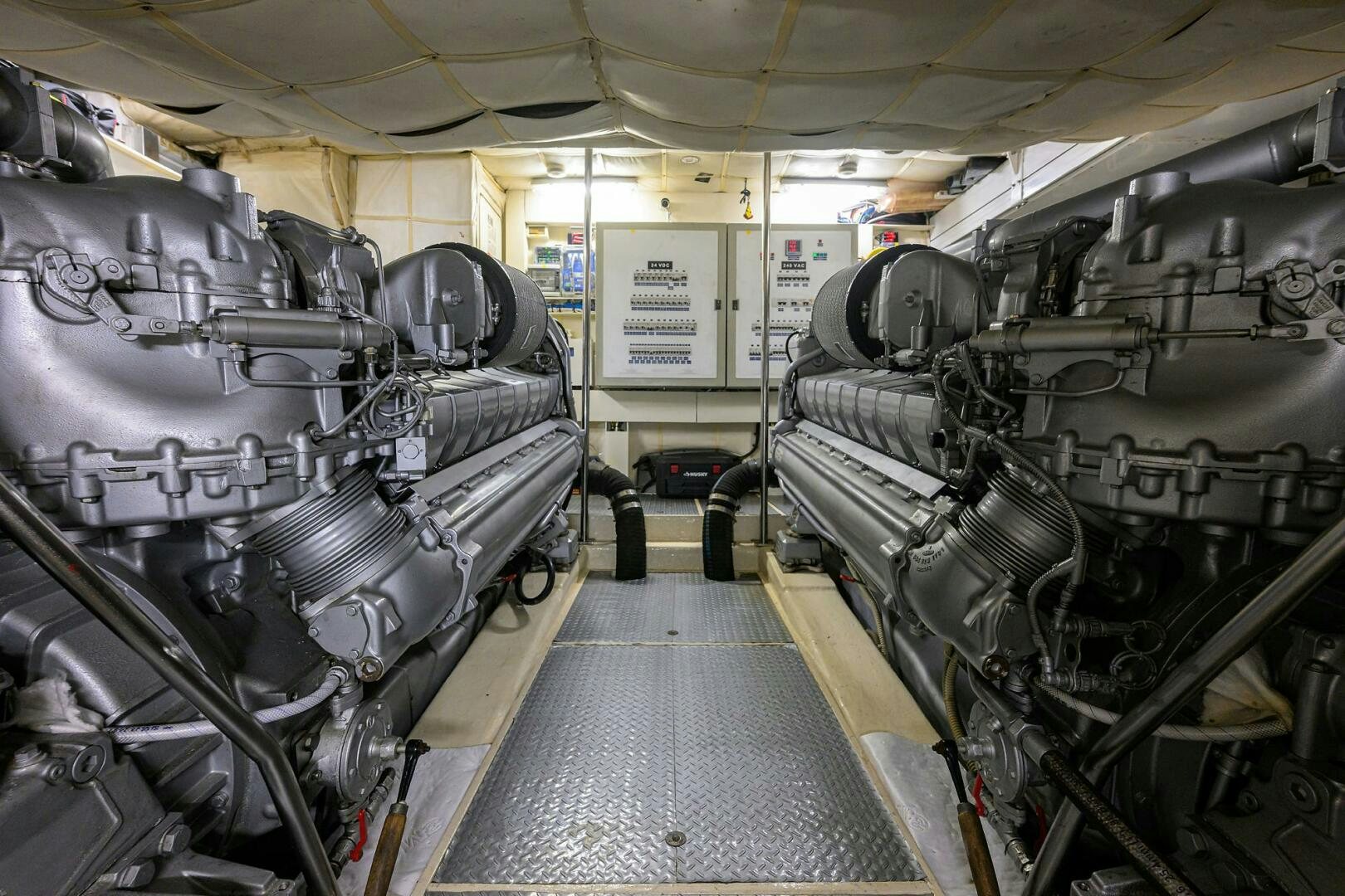 a large machine with large pipes aboard MIURA Yacht for Sale