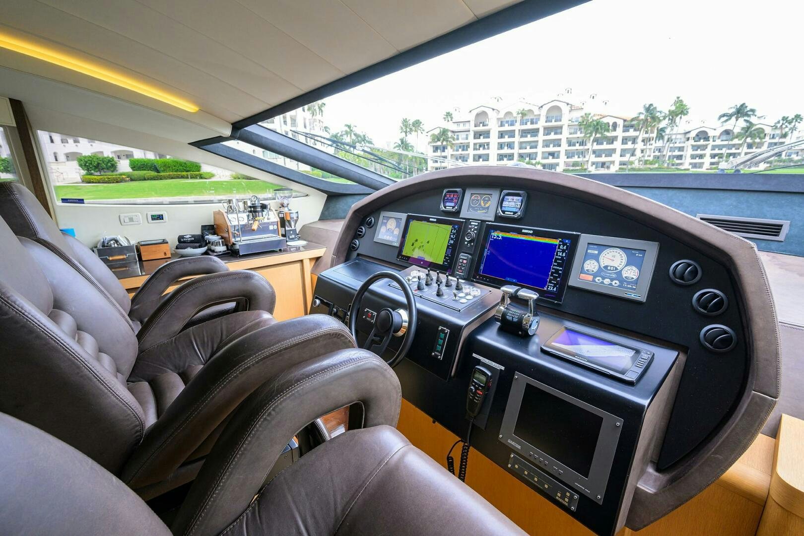 inside of a car aboard MIURA Yacht for Sale