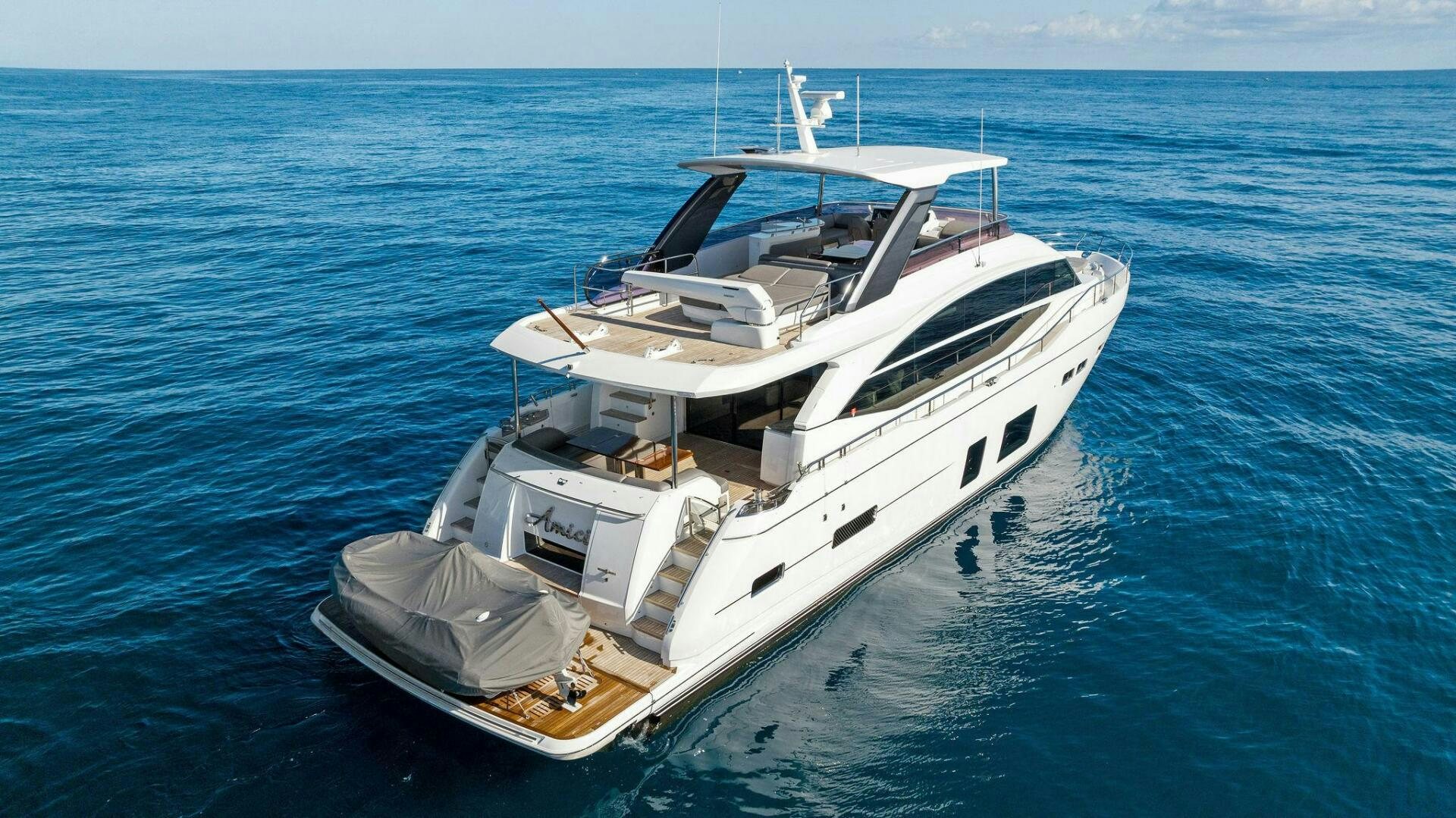 a boat in the water aboard AMICI Yacht for Sale