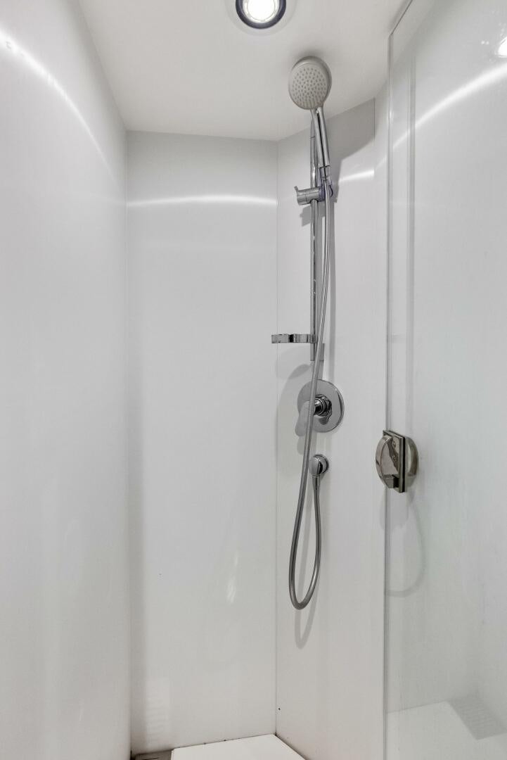 a shower with a handle aboard AMICI Yacht for Sale