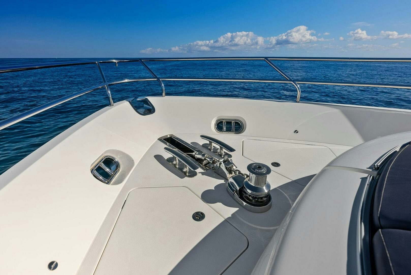 the front of a boat aboard AMICI Yacht for Sale