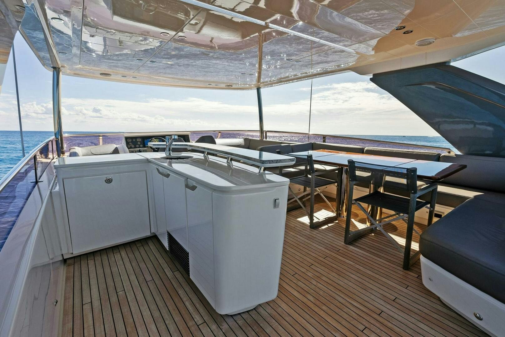a boat on a deck aboard AMICI Yacht for Sale