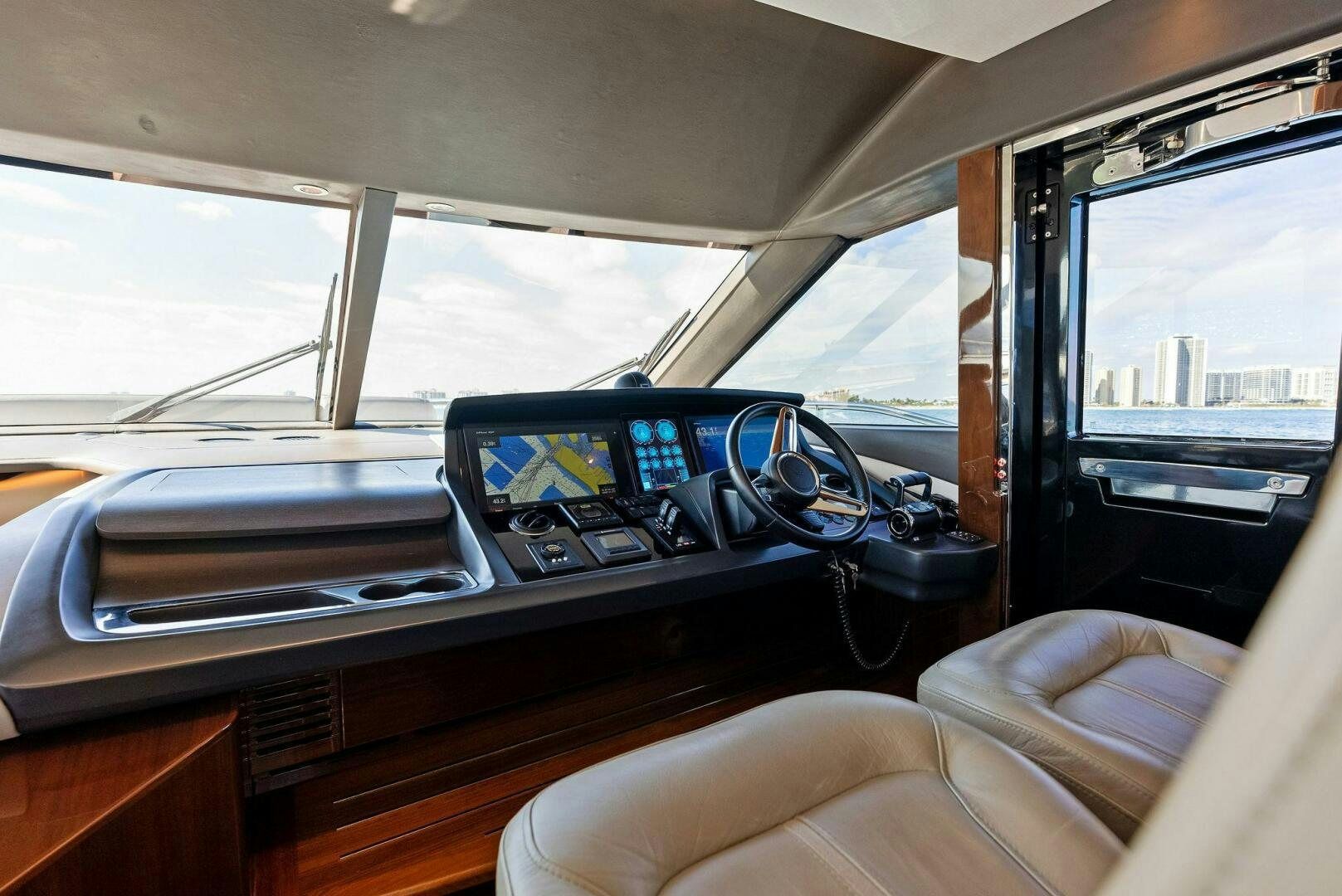 inside of a car aboard AMICI Yacht for Sale