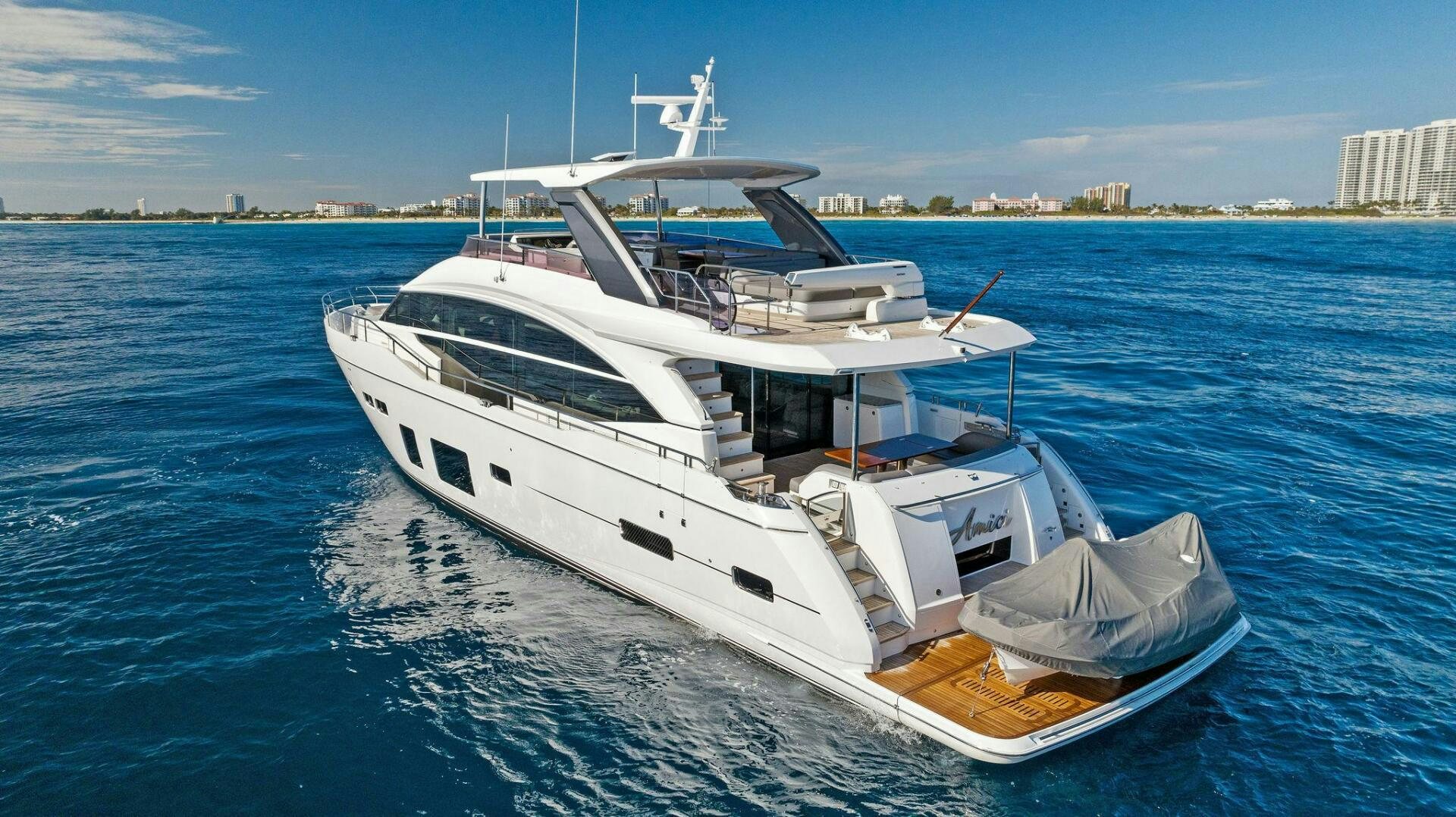 a boat on the water aboard AMICI Yacht for Sale