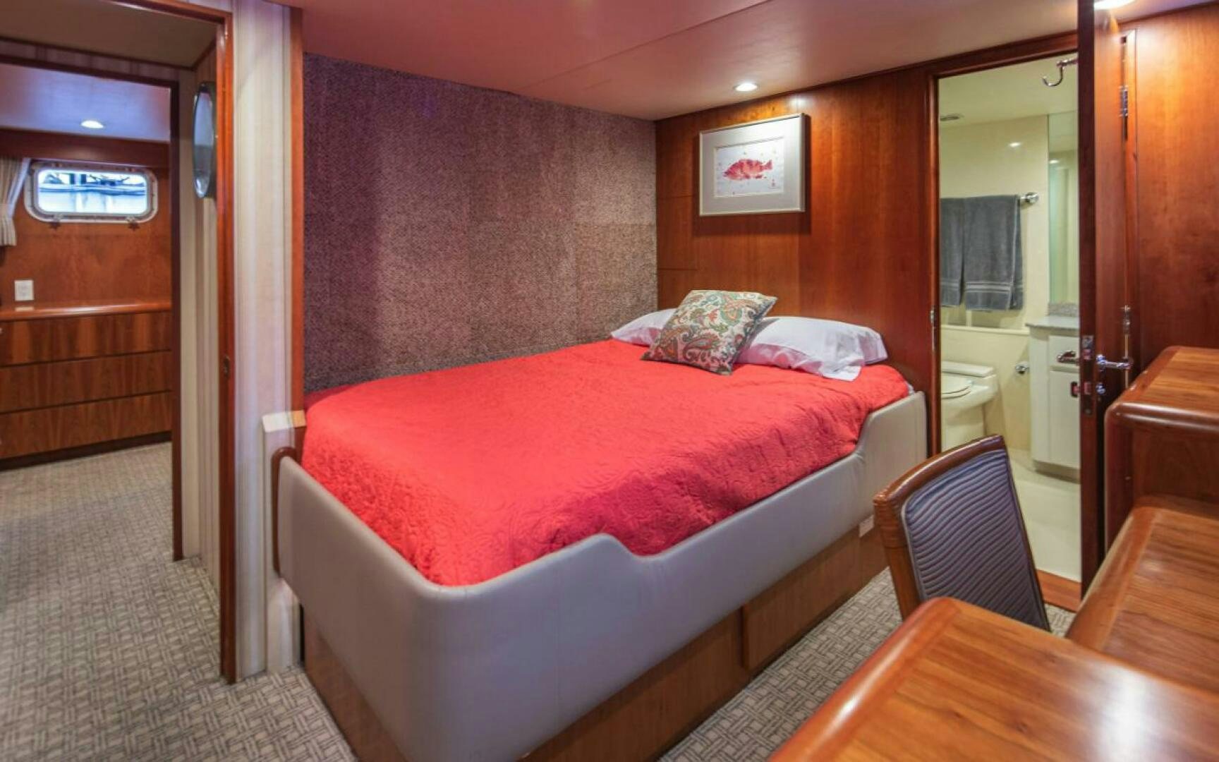a bed in a hotel room aboard GOLDEN EAGLE Yacht for Sale