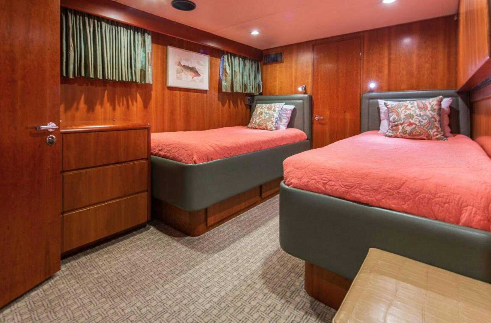 a room with two beds aboard GOLDEN EAGLE Yacht for Sale