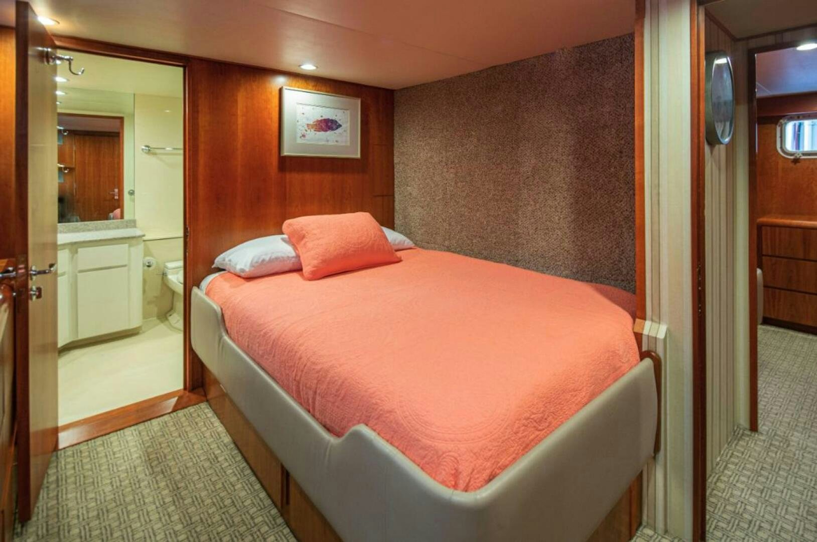 a bed in a hotel room aboard GOLDEN EAGLE Yacht for Sale