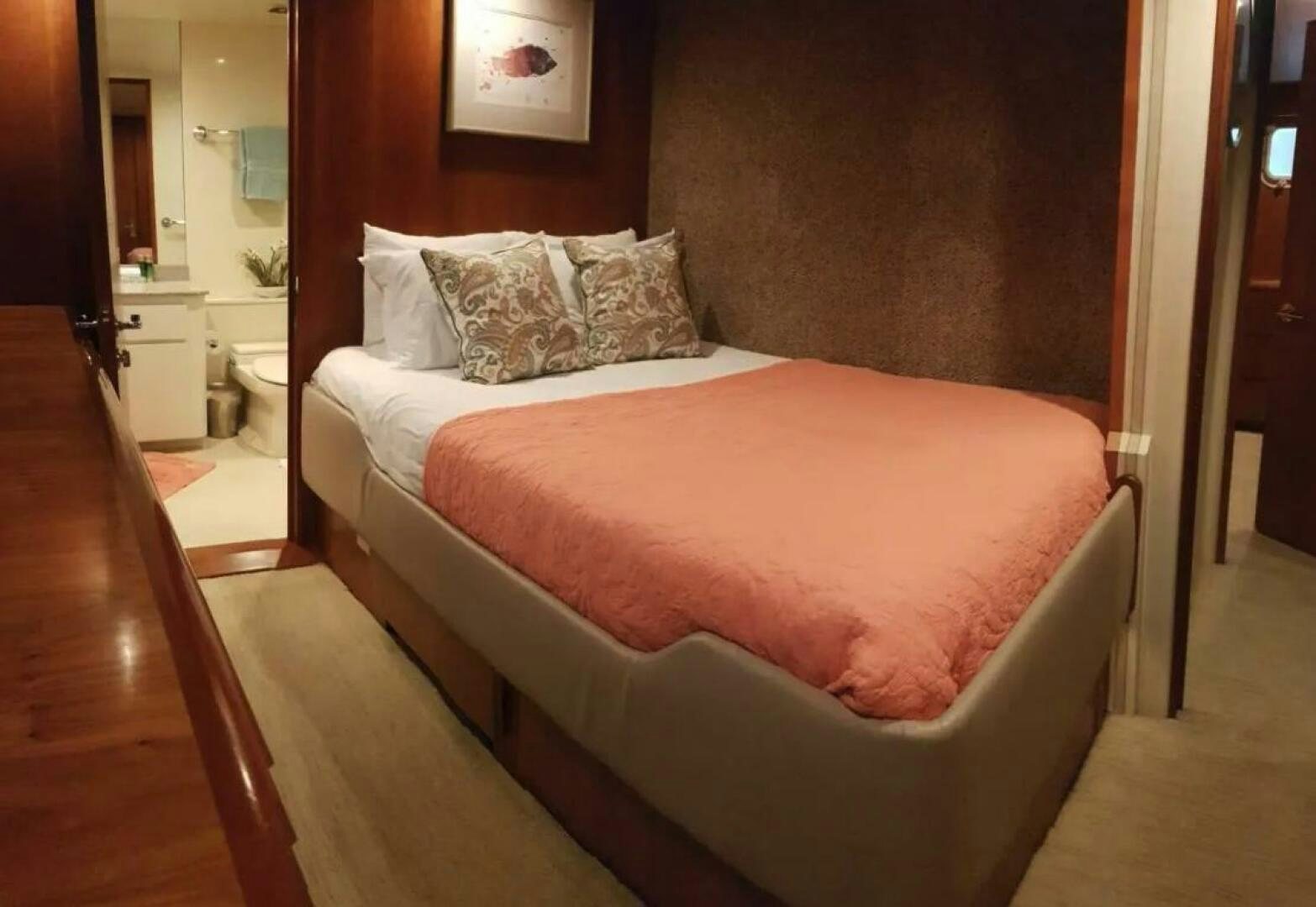 a bed in a room aboard GOLDEN EAGLE Yacht for Sale