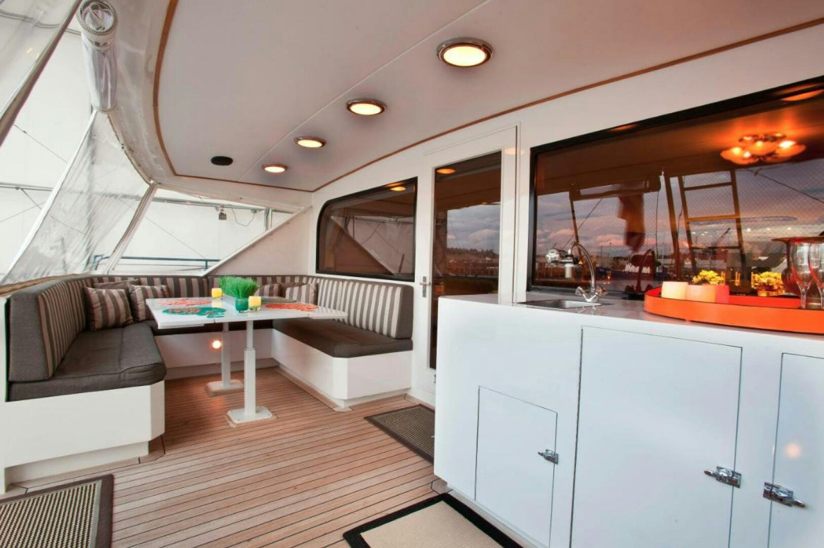 a room with a couch and a table aboard GOLDEN EAGLE Yacht for Sale