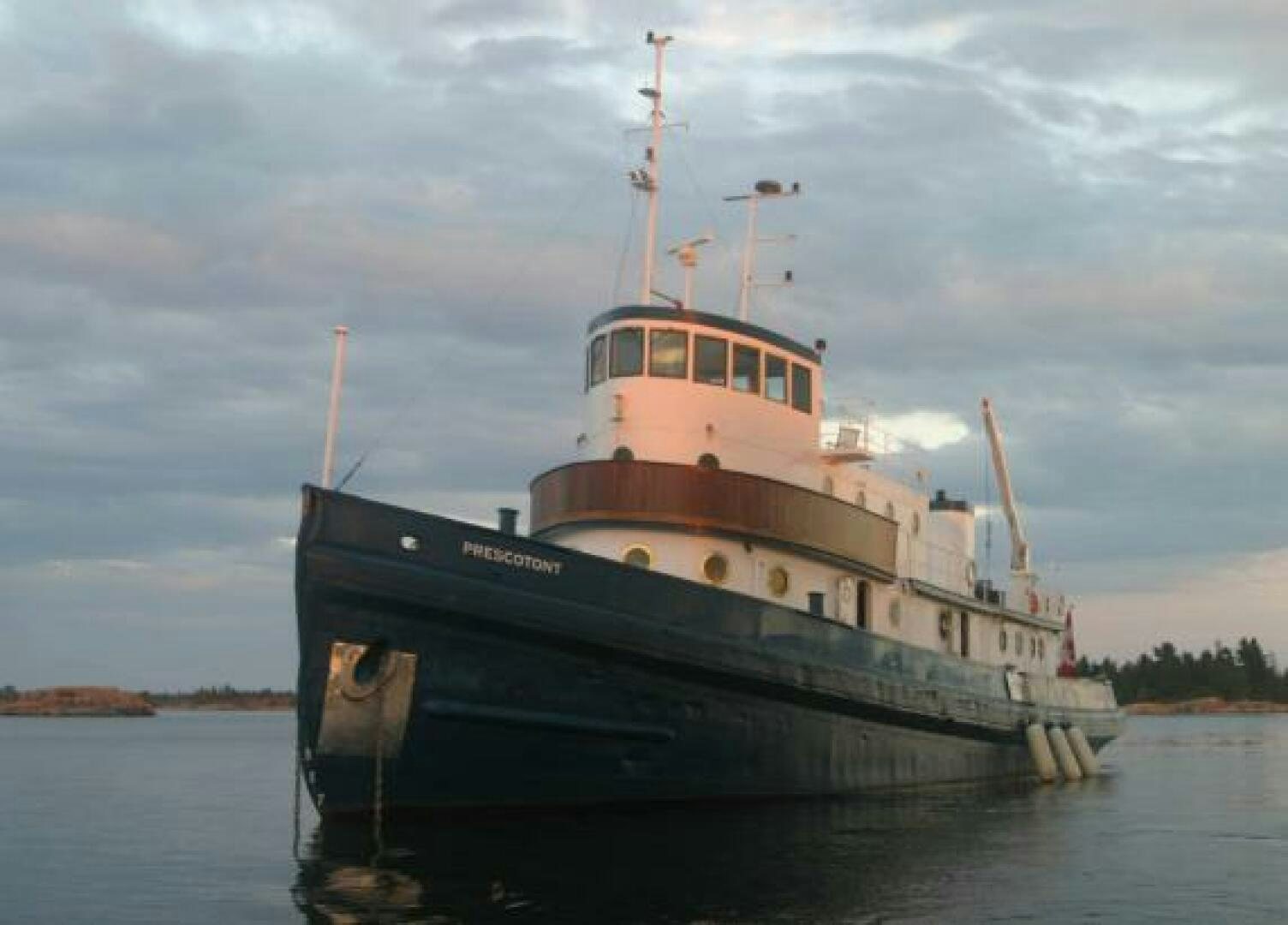 a large ship in the water aboard PRESCOTONT Yacht for Sale
