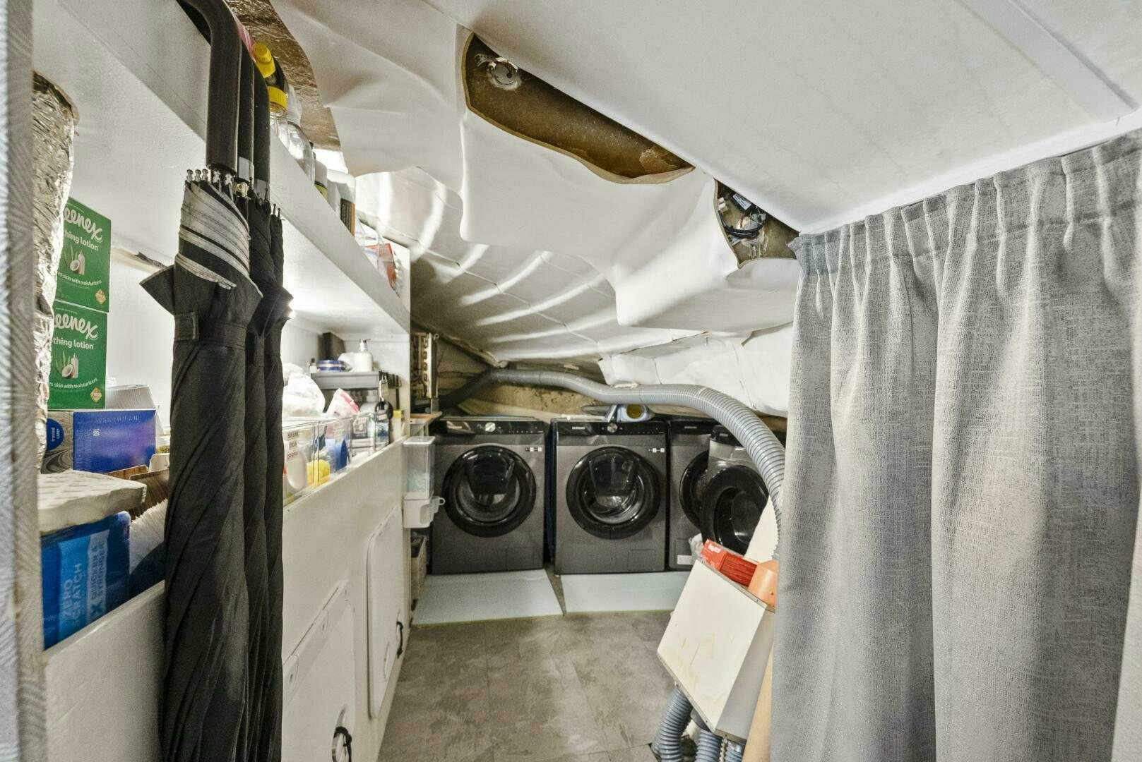 a room with a white cloth and a white curtain and a white wall aboard PRINCESS LONA Yacht for Sale