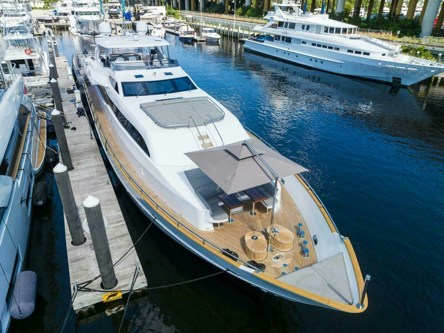 a boat docked at a pier aboard PRINCESS LONA Yacht for Sale