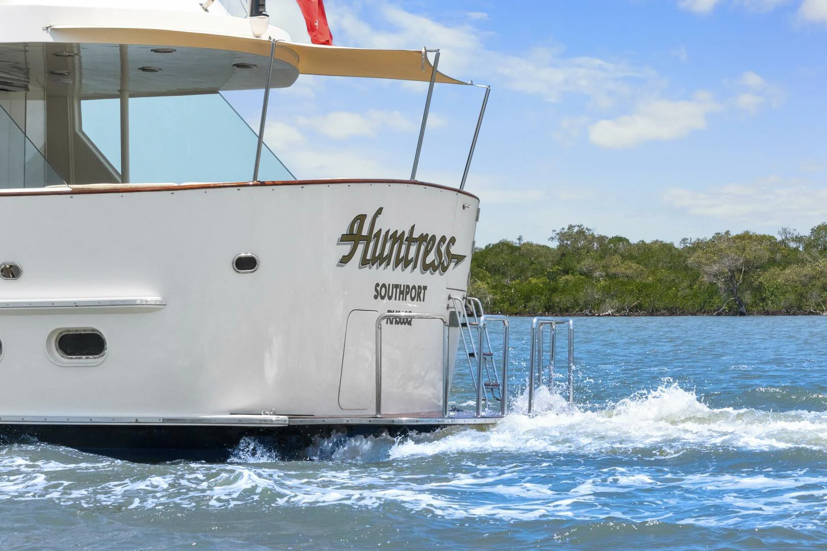 a boat in the water aboard HUNTRESS Yacht for Sale