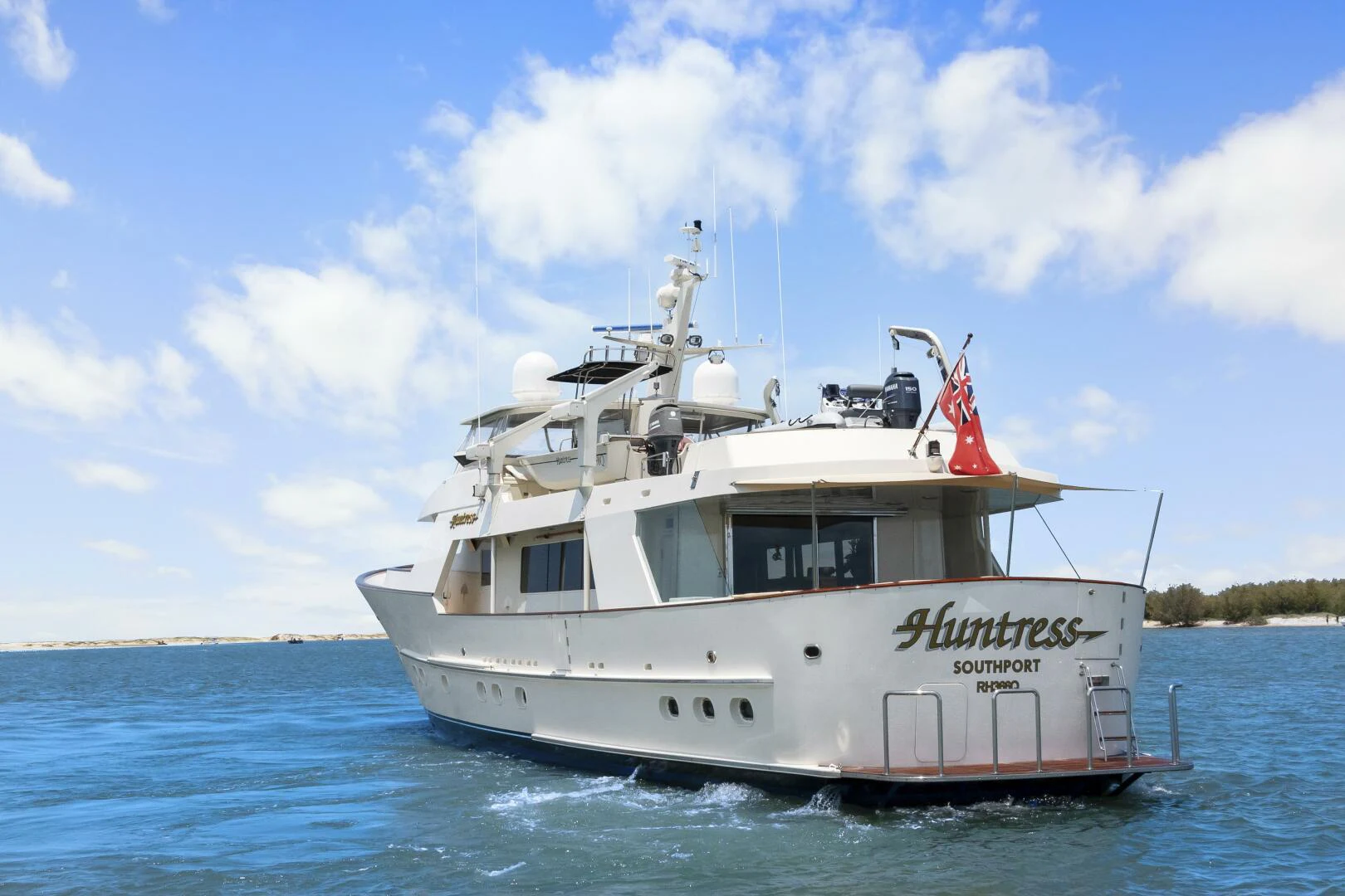 a boat on the water aboard HUNTRESS Yacht for Sale