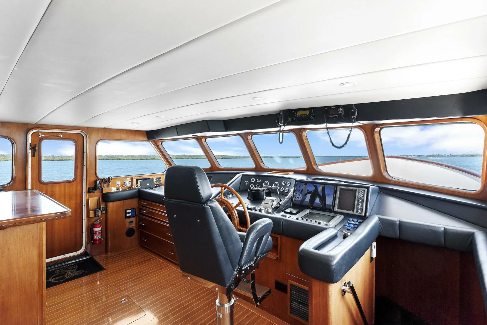 inside of a bus aboard HUNTRESS Yacht for Sale