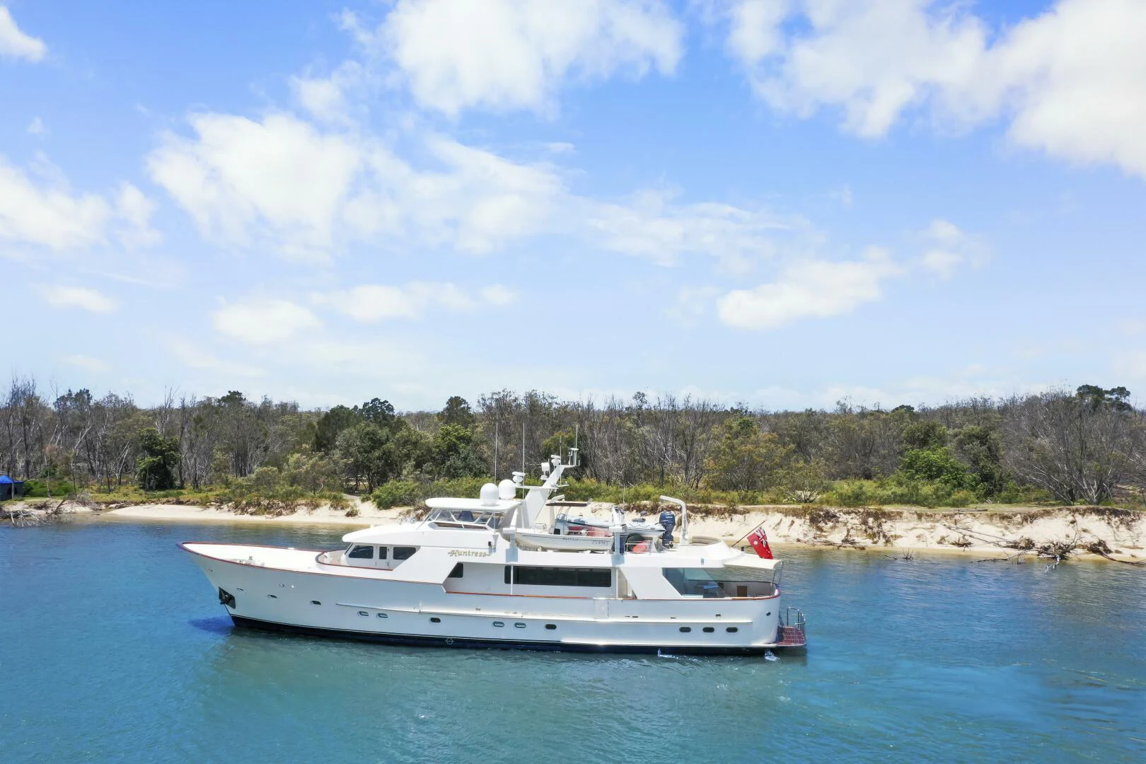 a boat on the water aboard HUNTRESS Yacht for Sale