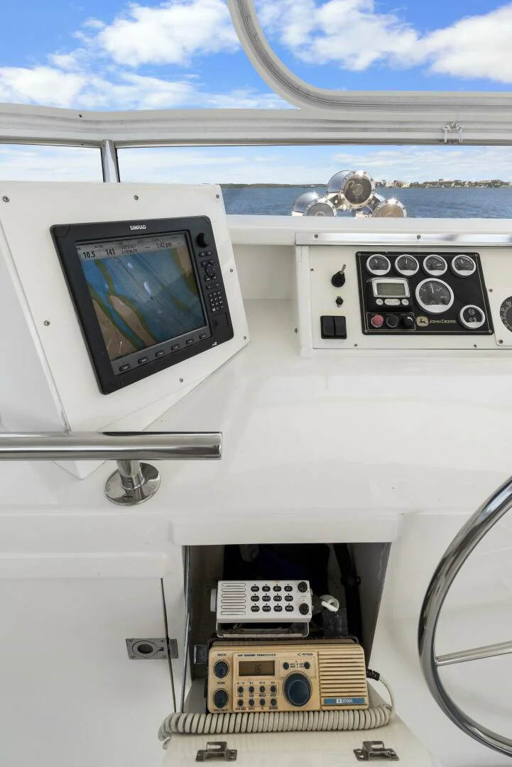 a close-up of a control panel aboard HUNTRESS Yacht for Sale