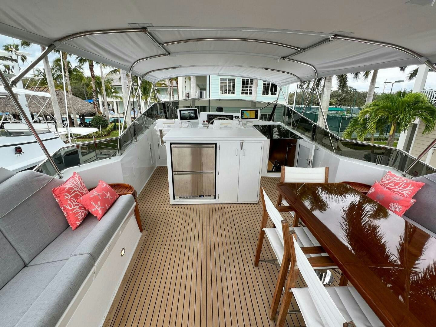 a boat on a deck aboard AT EASE Yacht for Sale