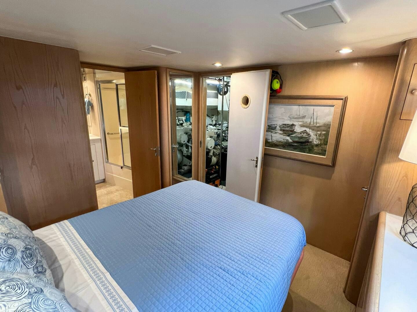 a bed in a room aboard AT EASE Yacht for Sale