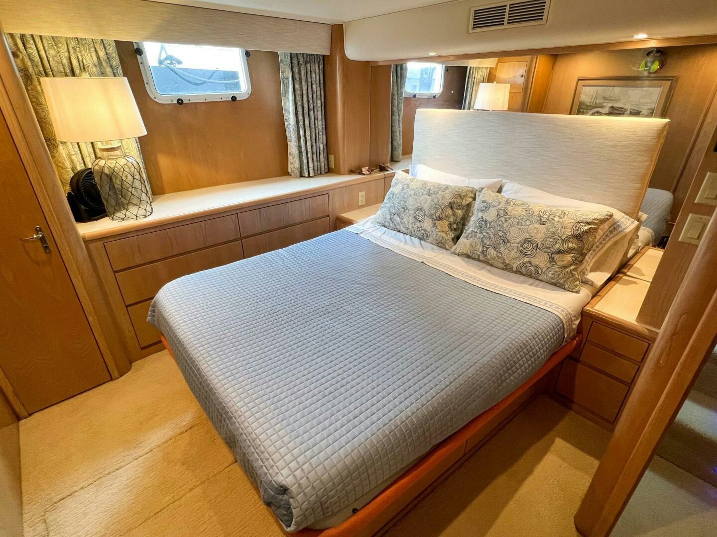 a bed in a room aboard AT EASE Yacht for Sale