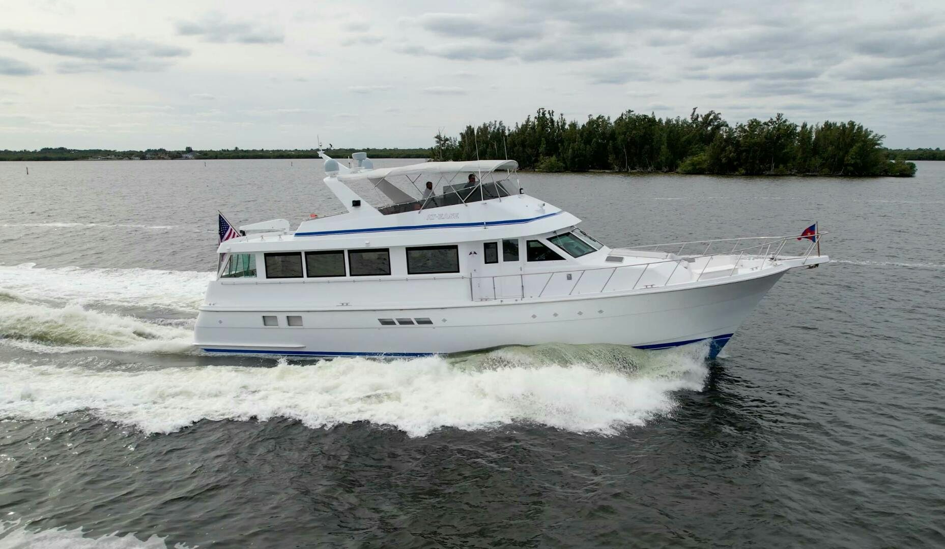 a boat on the water aboard AT EASE Yacht for Sale
