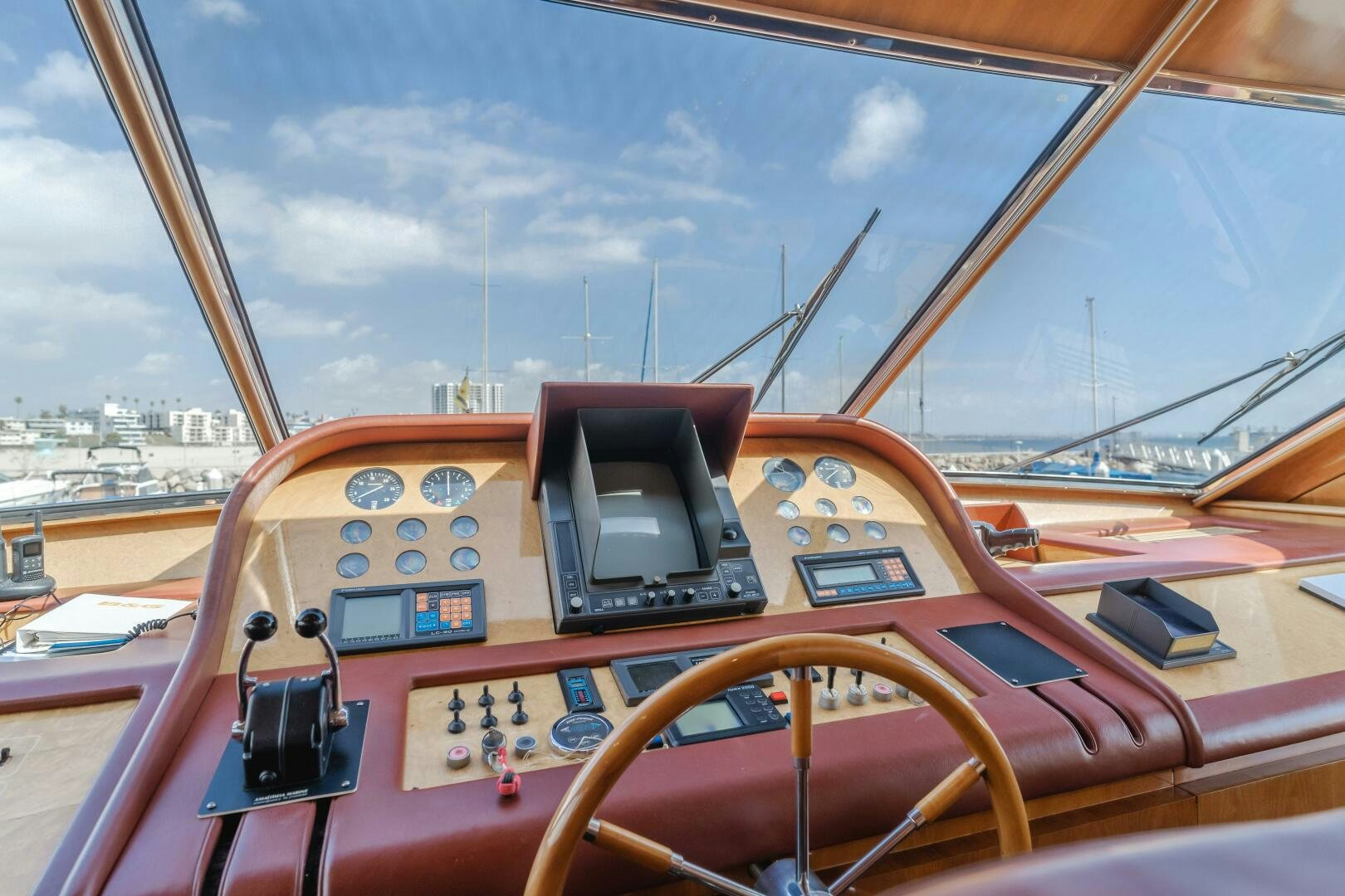 inside of a cockpit aboard C LADY Yacht for Sale