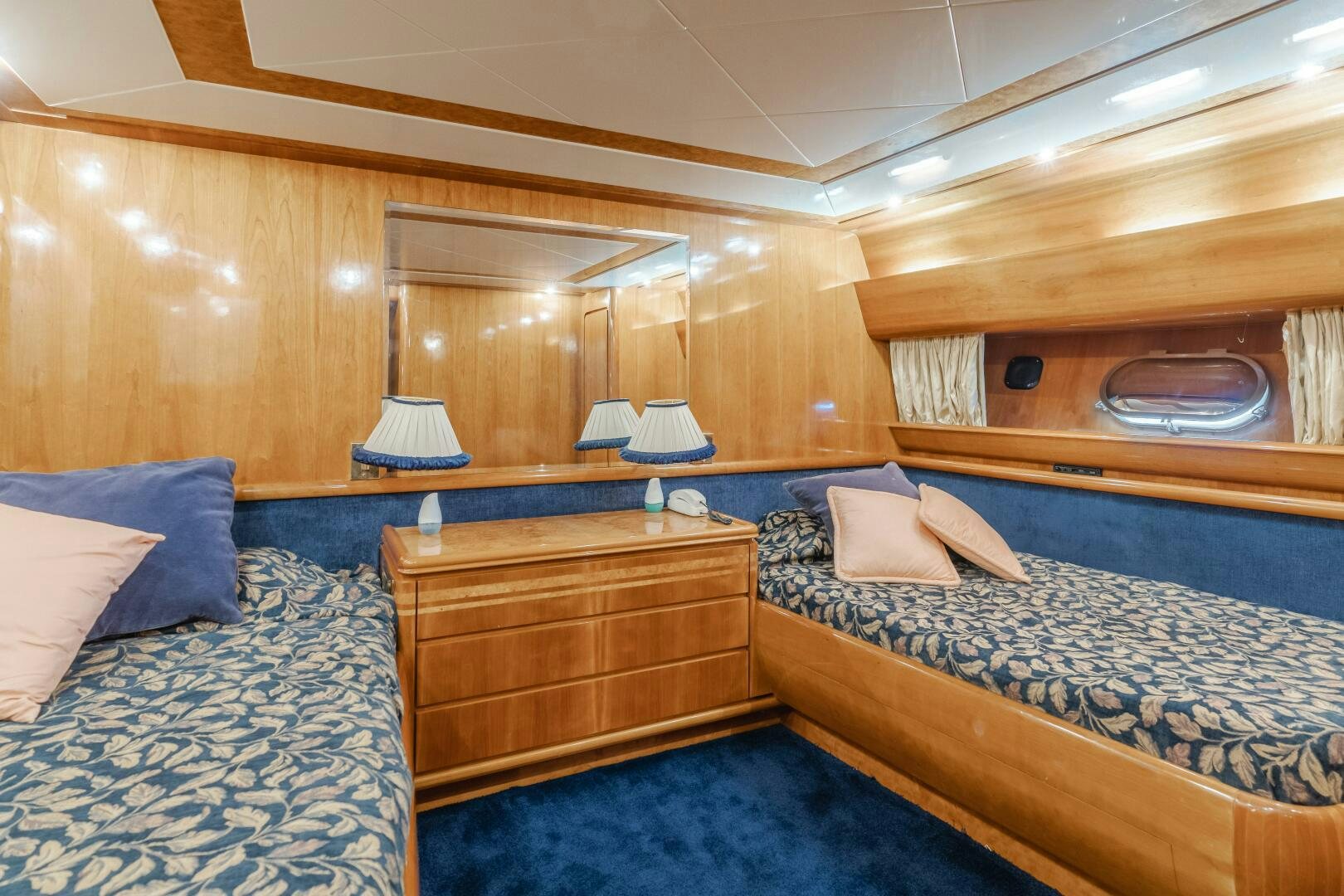 a room with two beds aboard C LADY Yacht for Sale