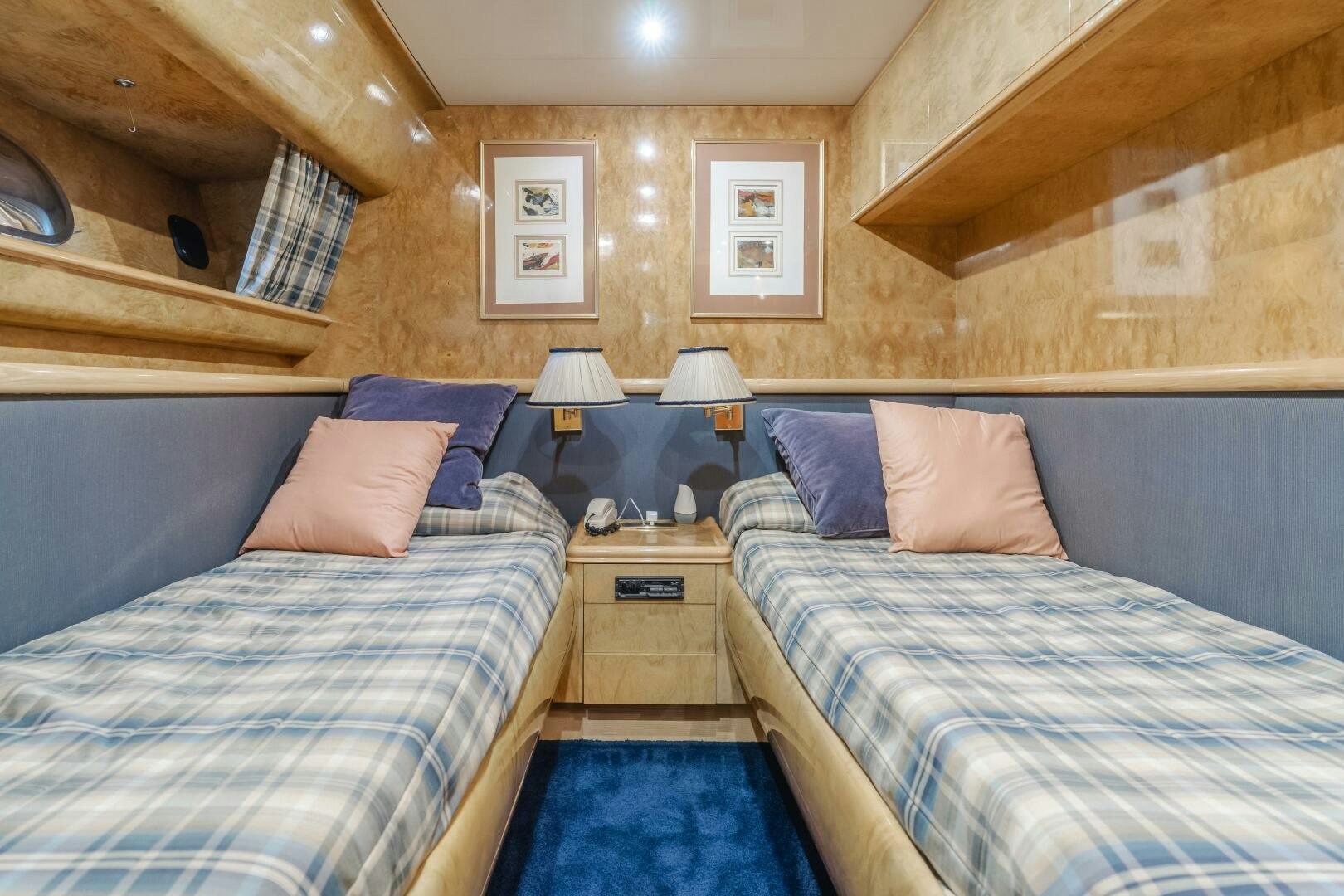 a couple of beds in a room aboard C LADY Yacht for Sale