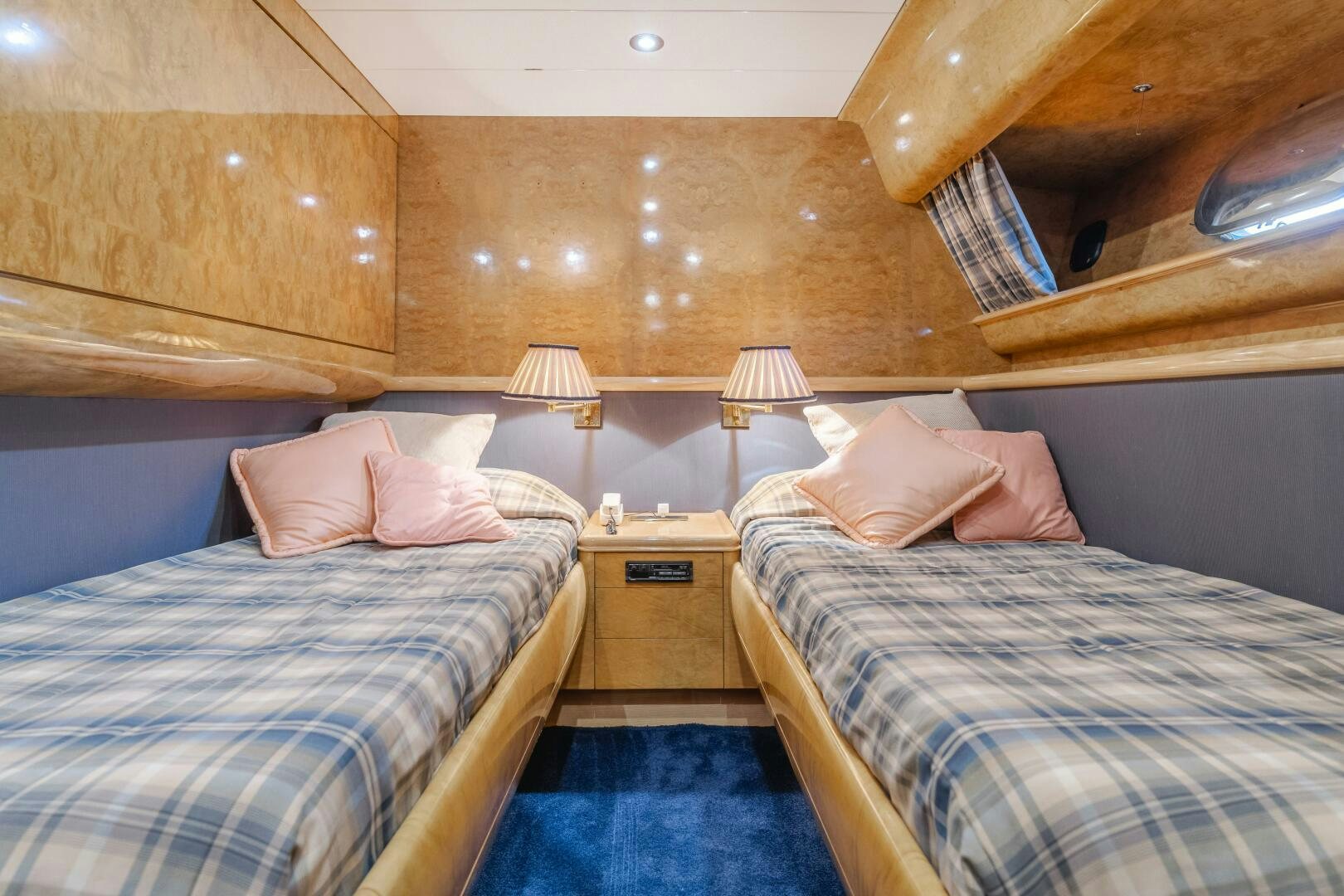 a couple of beds in a room aboard C LADY Yacht for Sale