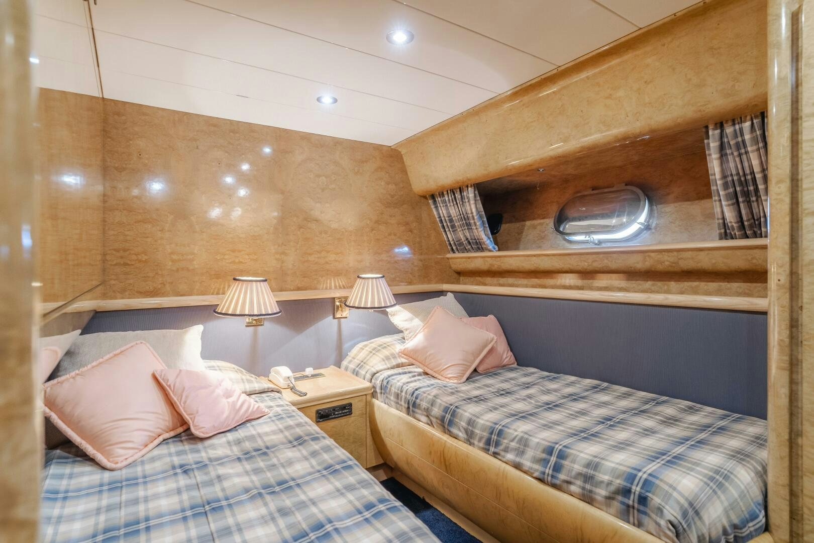 a couple of beds in a room aboard C LADY Yacht for Sale
