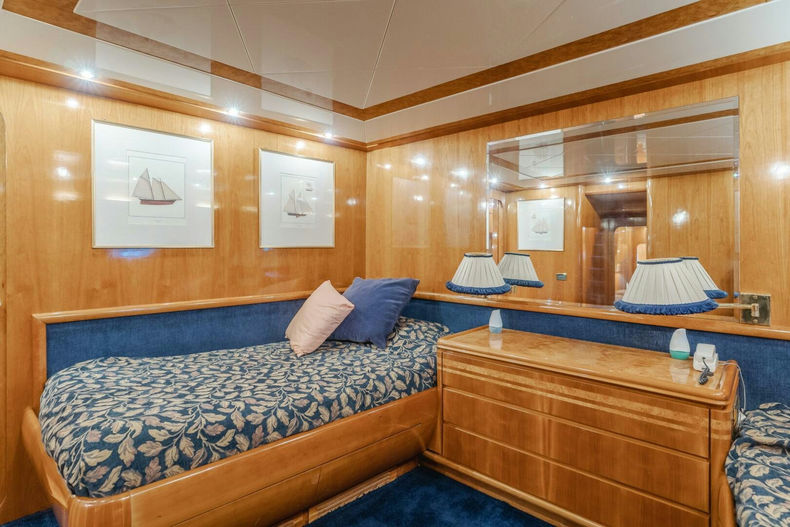 a couple of beds in a hotel room aboard C LADY Yacht for Sale
