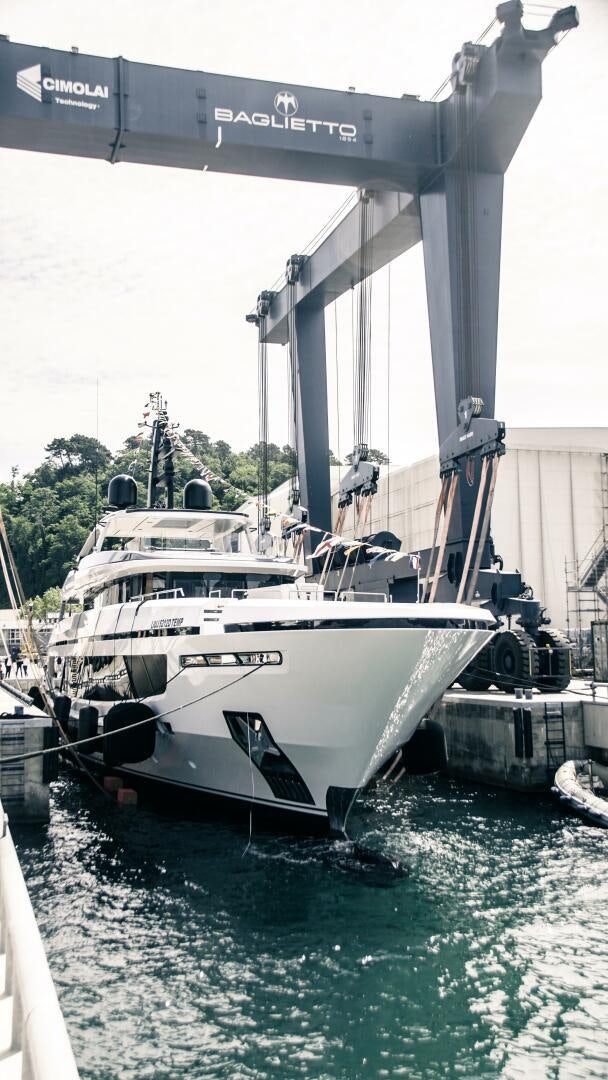 a large white boat aboard BAGLIETTO T52 HULL 4 Yacht for Sale