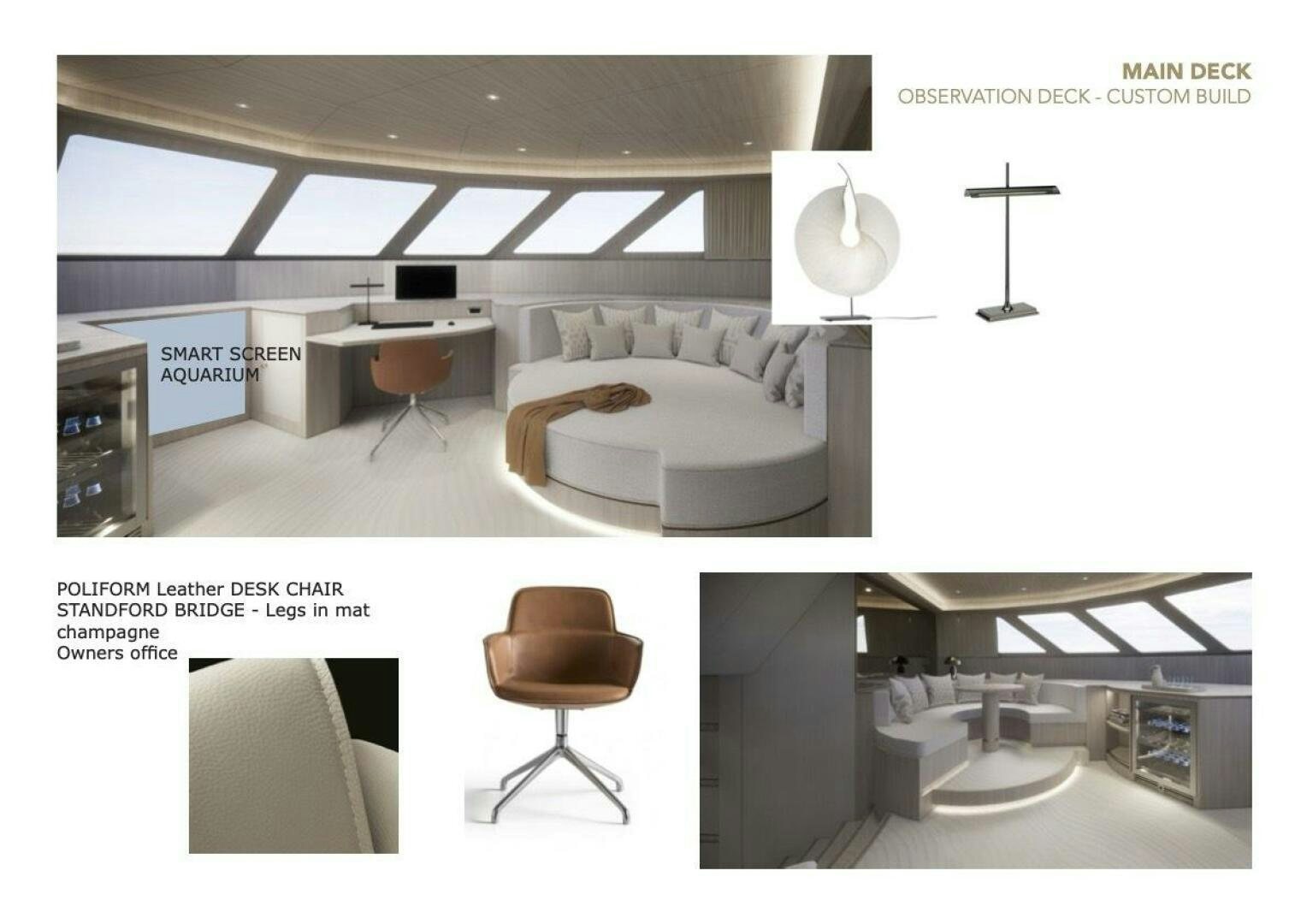 a room with a chair and a desk aboard JOY Yacht for Sale