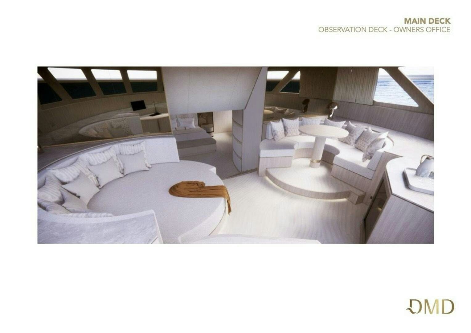 a room with a bed and a table aboard JOY Yacht for Sale