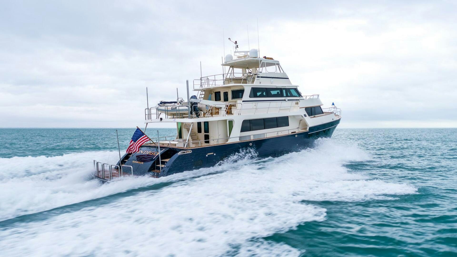 a boat on the water aboard INDIGO Yacht for Sale