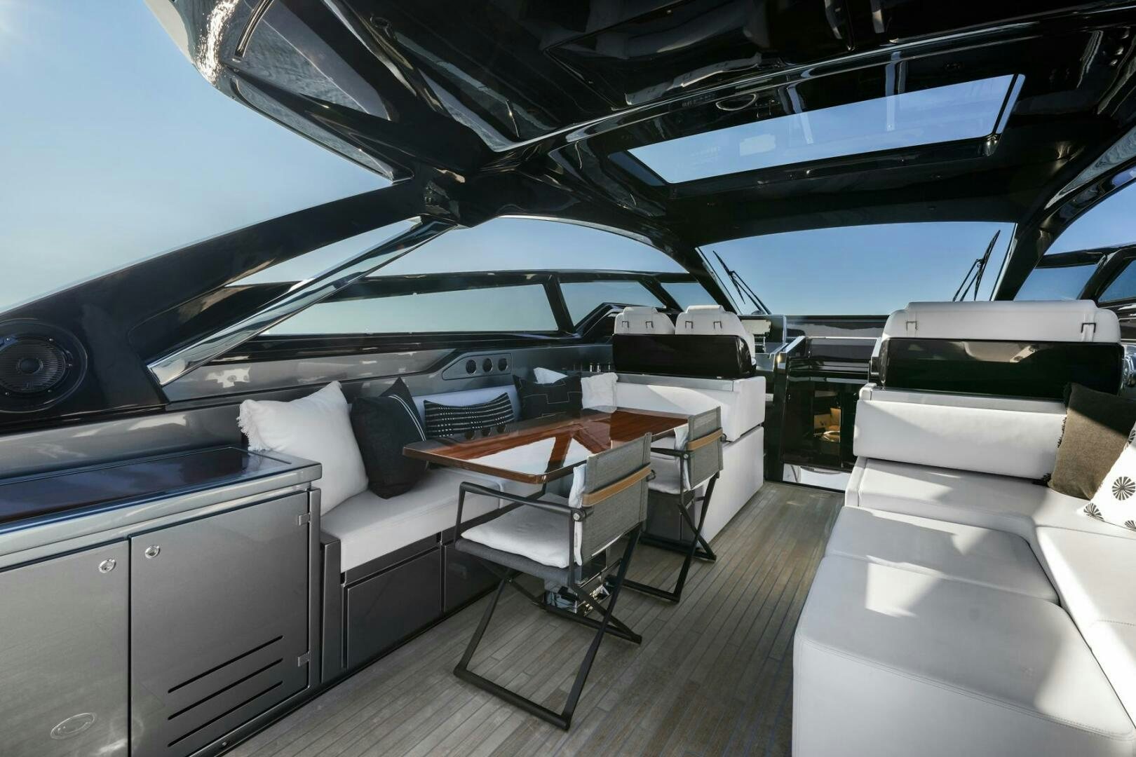 inside of a car aboard BLUEPRINT Yacht for Sale