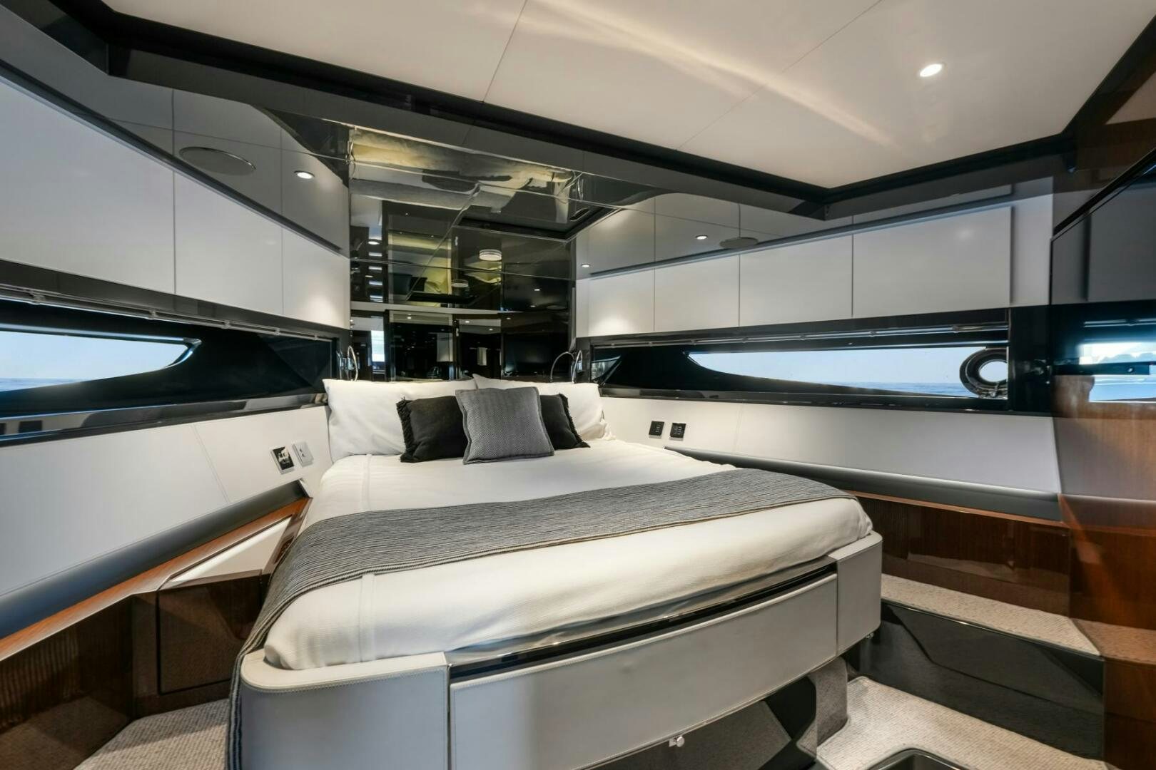 a car with a bed aboard BLUEPRINT Yacht for Sale