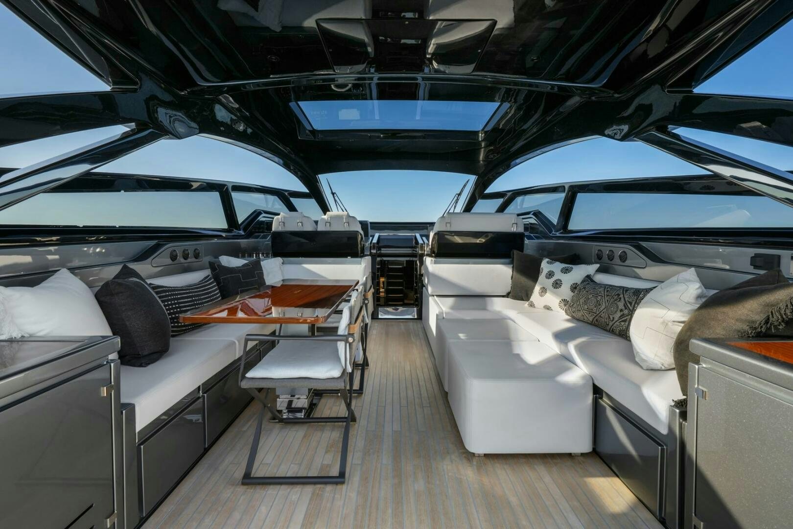 inside of a car aboard BLUEPRINT Yacht for Sale