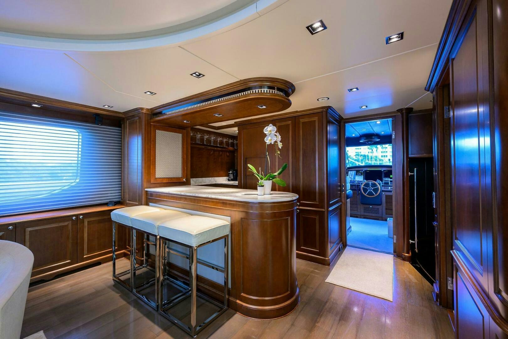 a room with a table and chairs aboard ARTHUR’S WAY Yacht for Sale