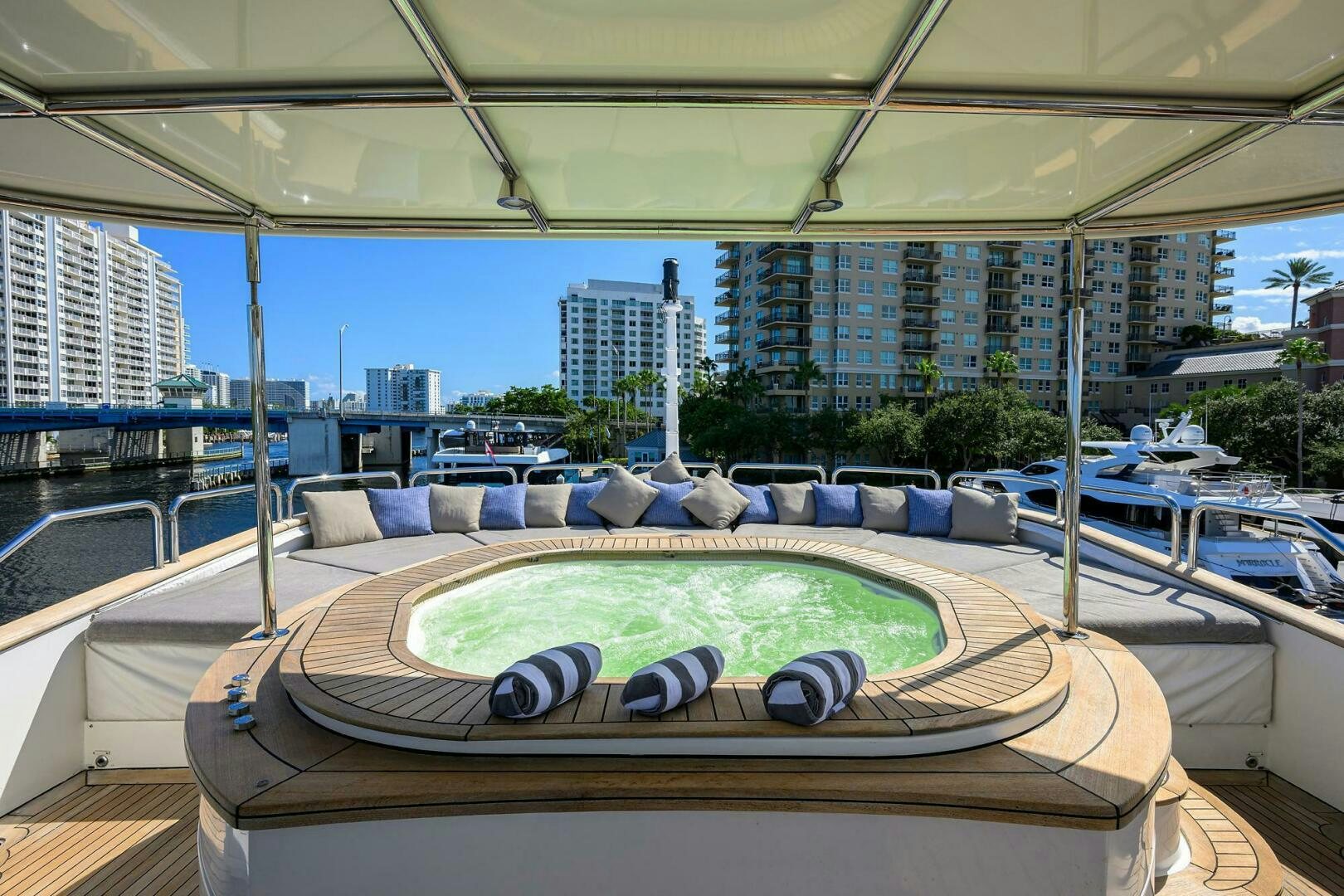 a pool on a deck aboard ARTHUR’S WAY Yacht for Sale
