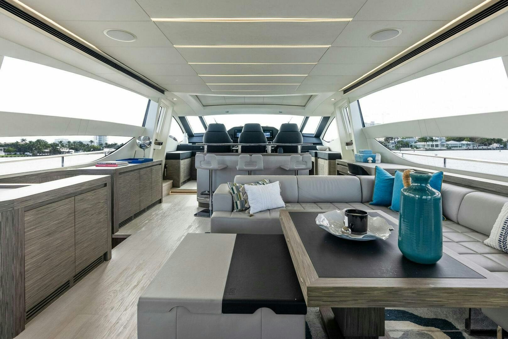 inside of a car aboard PHOENIX RISING Yacht for Sale