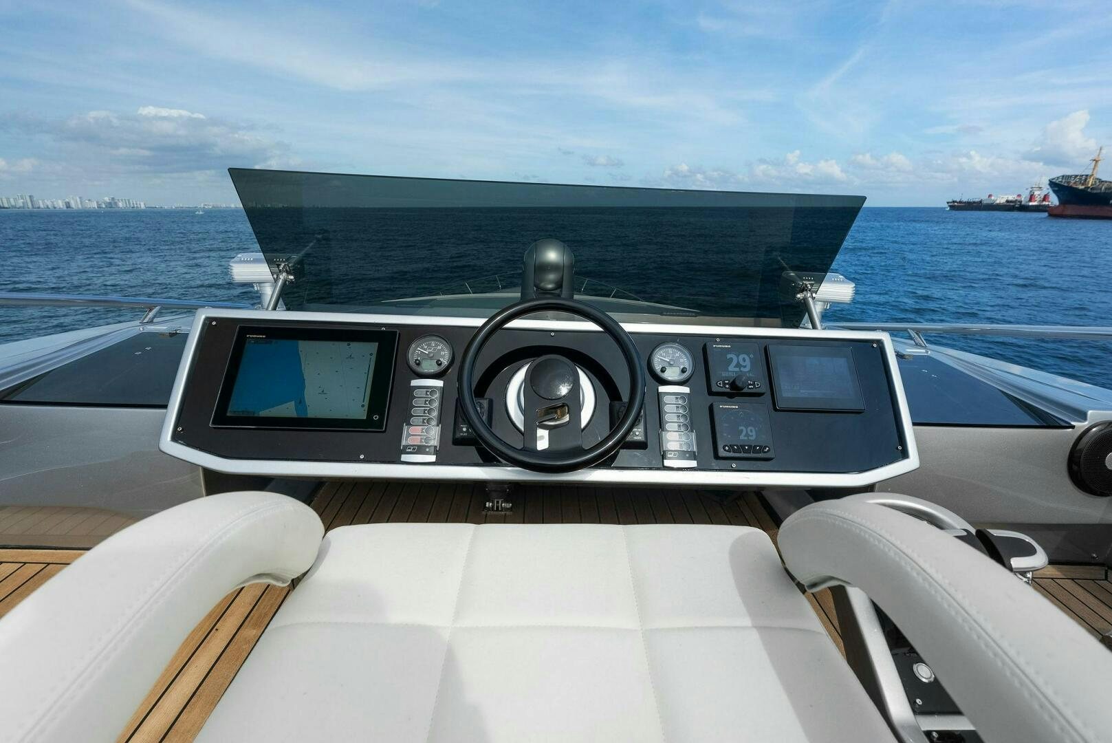 the dashboard of a car aboard PHOENIX RISING Yacht for Sale