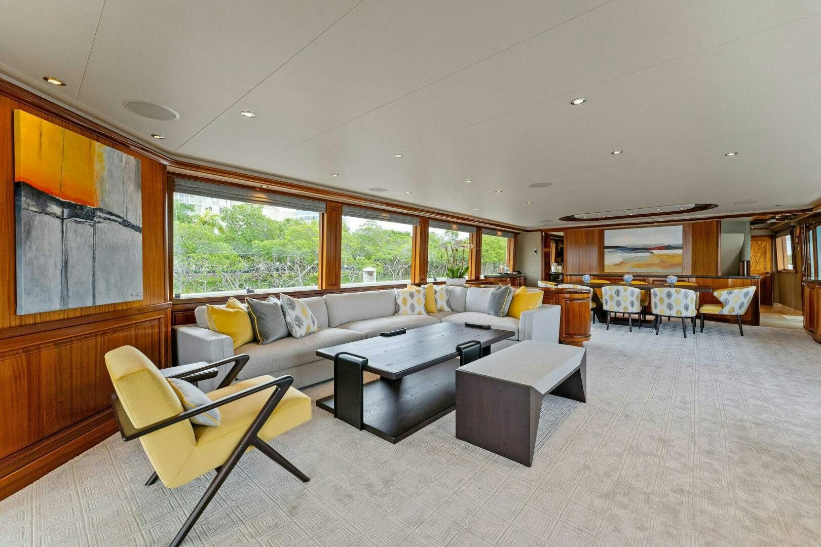 a living room with a large window aboard ANTARES Yacht for Sale