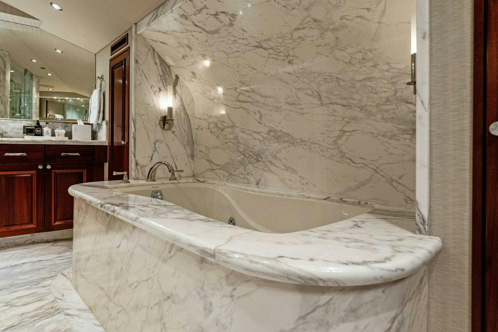 a bathroom with a bathtub aboard ANTARES Yacht for Sale